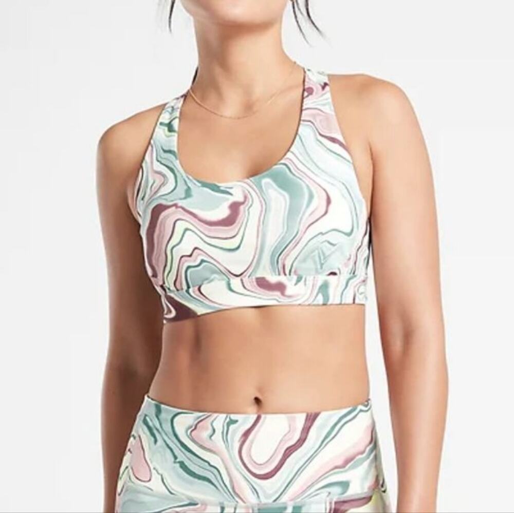Athleta Ultimate Marble Print D-DD Sports Bra NWT Size XS
